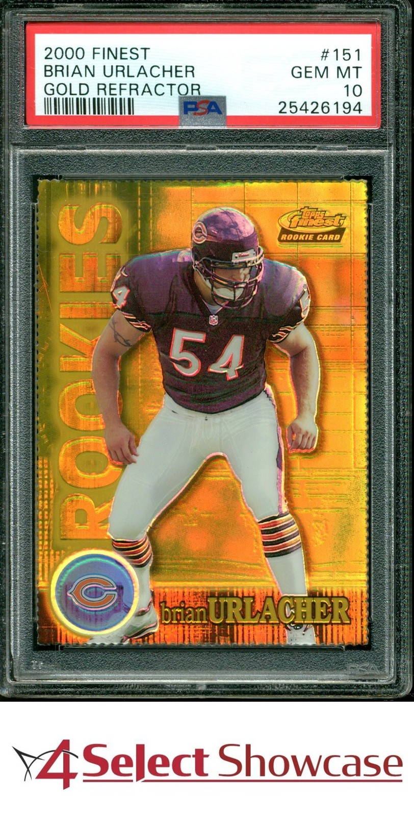 Brian Urlacher Finest #151 Gold Refractor