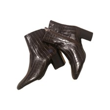 FAUX CROCODILE ALLIGATOR ANKLE BOOTS SIZE 6 (39) BERGUNDY, NEW, UNWORN PEACOCKS