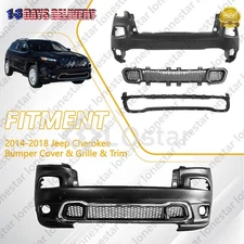 Front Bumper Cover & Lower Grille & Trim Surround Fits 2014-2018 Jeep Cherokee