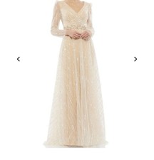 Mac duggal Maxi Dress Champagne Size Uk 8, Us 4