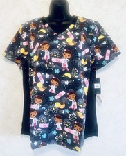 Women's Tooniforms Disney Vee Neck Scrub Top Size Large Dottie Doc McStuffins