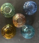 Set of 5 Tumbler Shot Glasses Blue Green Amber Orange Teal, Bubbles In Button — photo 10