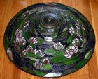 Vintage 25" Tiffany Style Stain Glass Leaded Lamp Shade Lily Pad Chandiler
