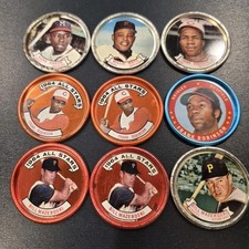 1964 1971 Topps Coin Lot - Willie Mays Hank Aaron Robinson Mazeroski 9 Coins HOF