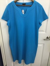 Talbots Petite Women's Blue S/S A-Line Career Office Casual Dress XLP NWT
