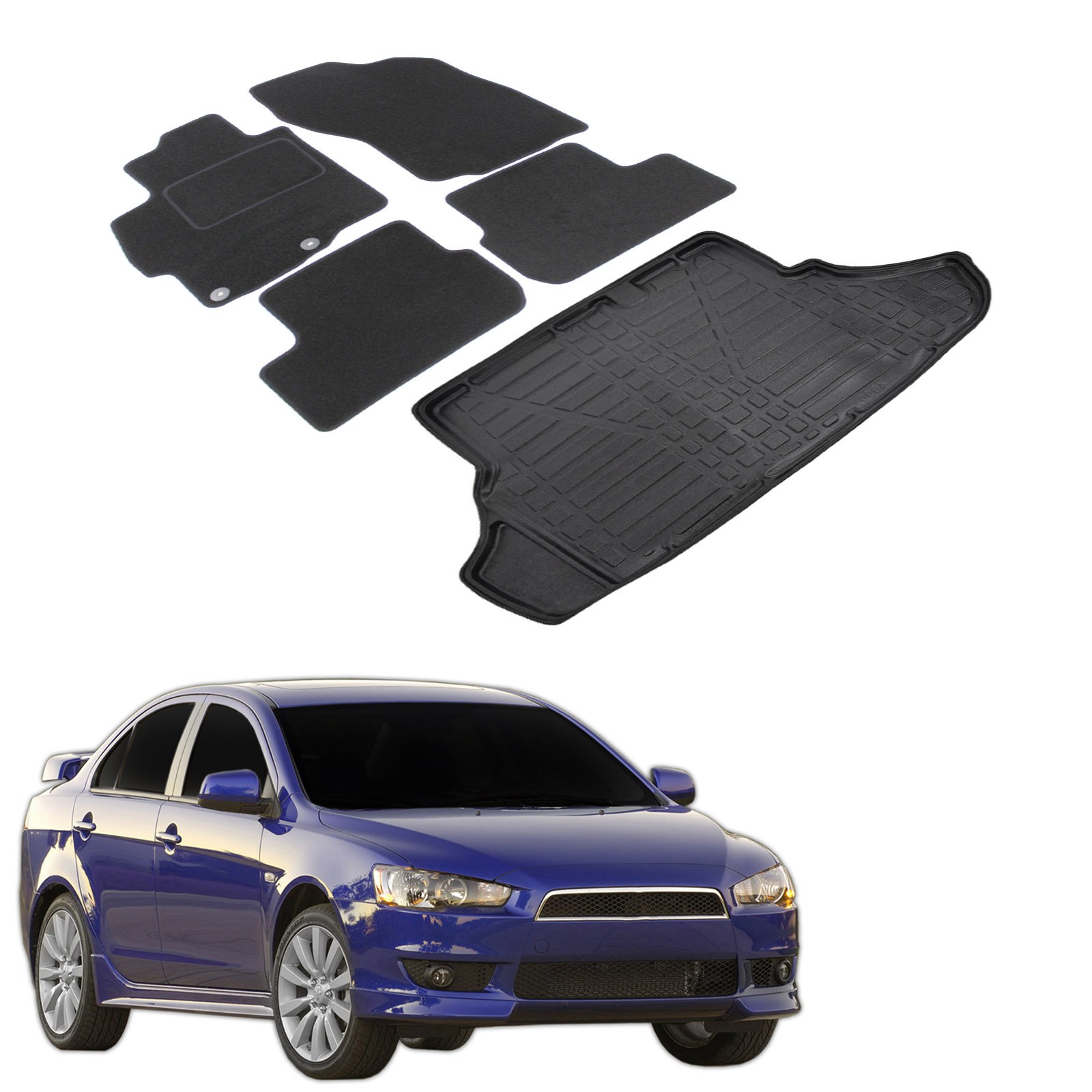 Tapis de sol Mitsubishi Lancer 2007-2017 Berline et tapis de coffre pour les voyages en famille