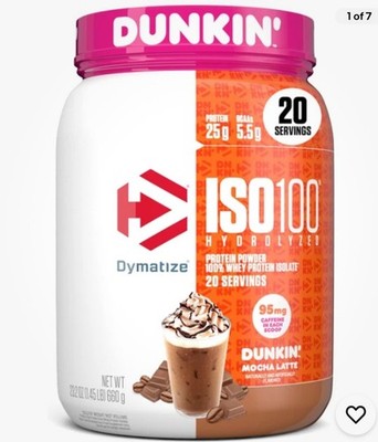 Dymatize x Dunkin' Mocha Latte ISO100 Whey 25g Protein 1.45 Lb