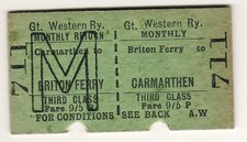 Railway ticket GWR Briton Ferry - Carmarthen
