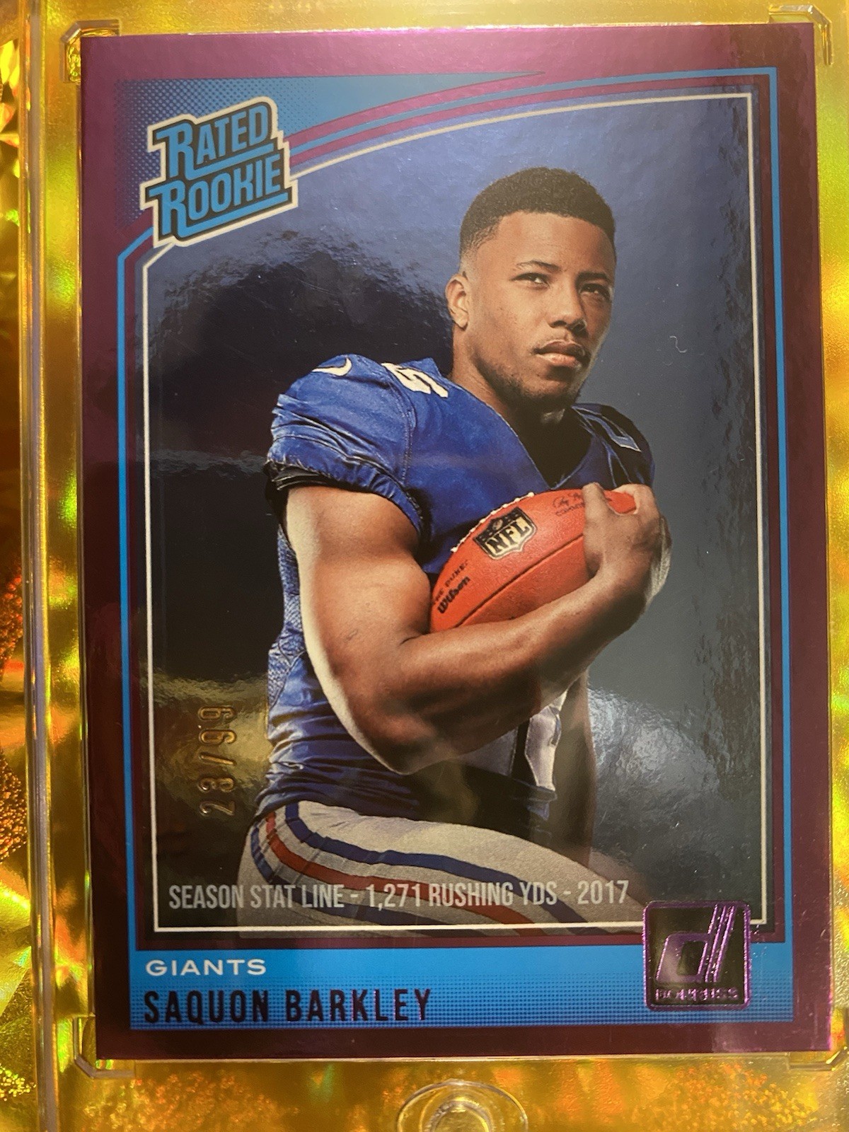 2018 Panini Donruss - Rated Rookie Stat Line Season #306 Saquon Barkley /99 (RC)