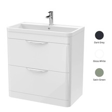 Floor Standing 2 Drawer Vanity Unit + Ceramic Basin 800mm Choice of Colour