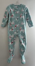 Carter's Toddler Girl 1-Piece Cute Unicorn Cozy Fleece Zip-Up Footie PJs Aqua 3T
