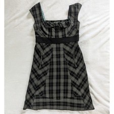 Moulinette Soeurs Plaid Square Neck Cap Sleeve Aline Dress Women's Sz 6 Preppy