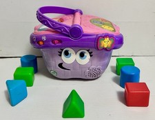 LeapFrog Shapess and Sharing Picnic Basket Pink 7 Shape Pieces VGC Fast Shipping