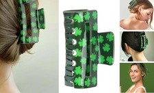 St. Patrick's Day Hair Claw Clips Green Shamrock Square Hair Clip Lucky green03