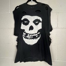 Vintage Misfits Skull Large Shirt 2001 Distressed Ghost Logo Cinder Block