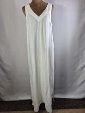 DKNY Soft Linen A-Line Maxi Dress with Side Slits, Summer, Size S/CHP