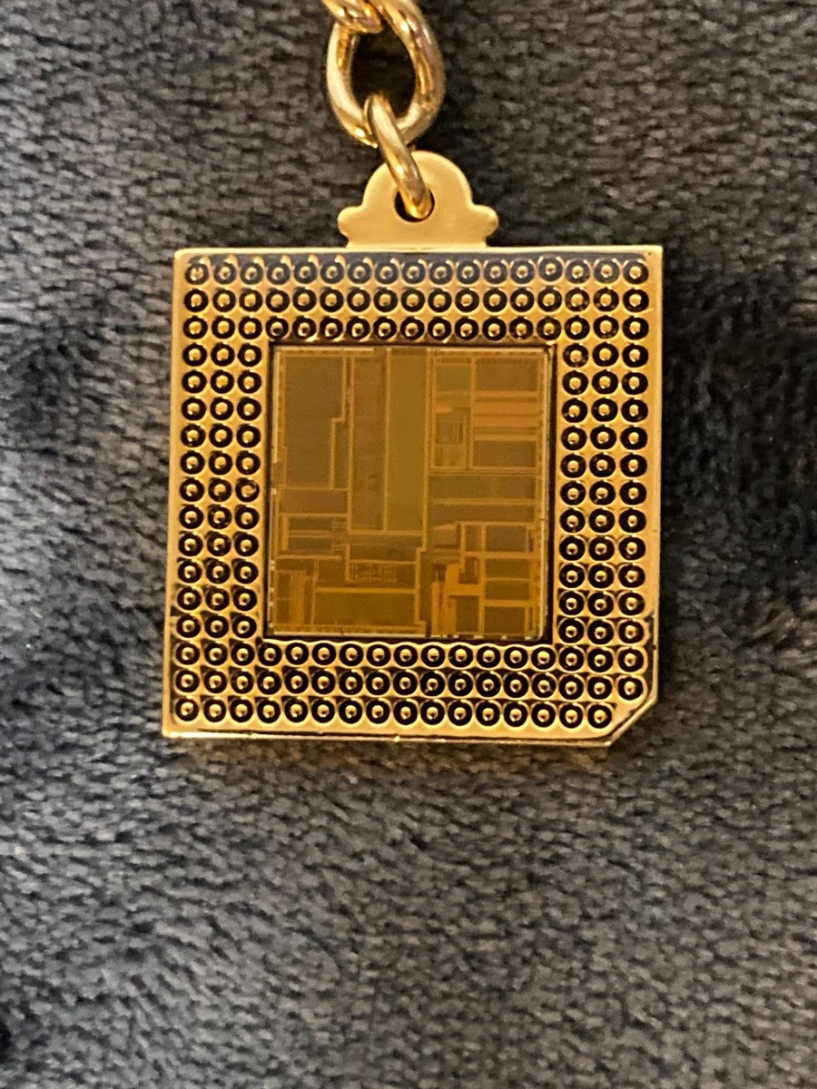 Vintage 90's Intel Inside Pentium Processor Gold Keychain - CPU