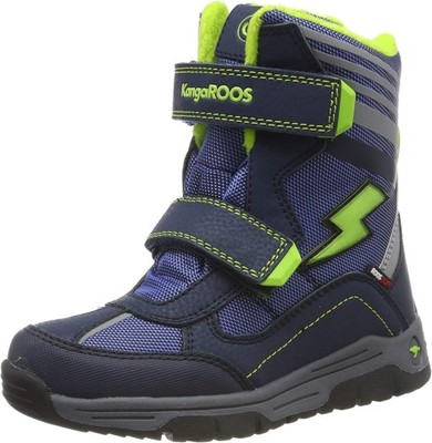 KangaROOS Kinder Schneeboots Flash Stiefel Winterstiefel, Blau (Navy/Lime) 28 EU