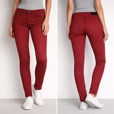 William Rast Kara Skinny Jeans Red Stretch Mid Rise Dark Red Sz 31 Colored Denim