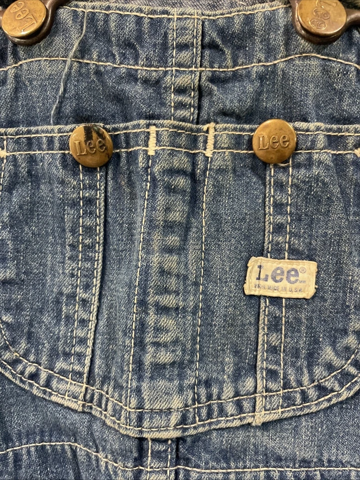 Mono Sanforizado Lee De Colección Botón Mosca Jóvenes Niños Hecho en Unión EE. UU. Babero Sin Etiqueta Foto 2 de 4