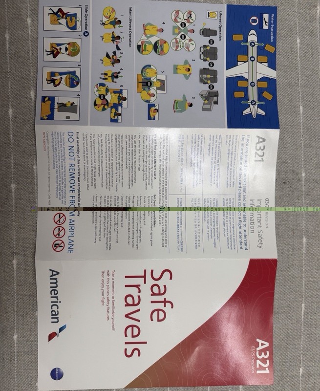AMERICAN AIRLINES A 321 Safety Card