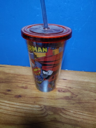 Superman Plastic Travel Cup With Straw NEW - Picture 2 of 3