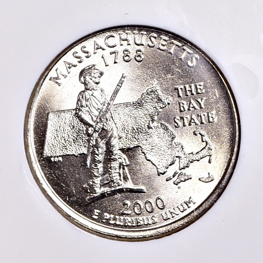 2000-P 25c Massachusetts State Quarter - NGC MS64 Partial Collar Mint Error - Image 3 of 4