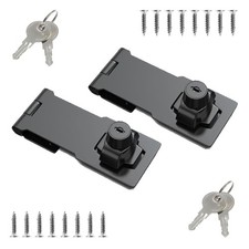 2-Pack Keyed Hasp Lock, Stainless Steel Twist Knob Locking Hasp with Keys for...