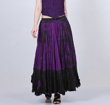 Women's 25 Yard Flamenco, Gypsy long Hippie Skirts - Black Violet Tie Dye