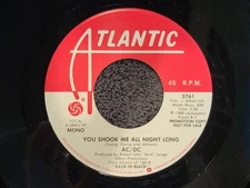 AC/DC YOU SHOOK ME ALL NIGHT LONG WHITE LABEL PROMO WLP MONO