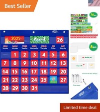 Blue Calendar Pocket Chart with 76 Cards   Engaging Learning Tool for Kids