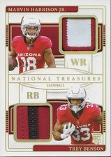 Marvin Harrison / Trey Benson 2024 National Treasures Dual Patch Cardinals 8/10