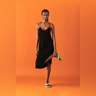 NWT Zara Basic Dress With Straps, Black, Size Small