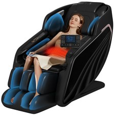Black 3D Full Body Zero Gravity Massage Chair Recliner SL Track,Heat,Foot Roller