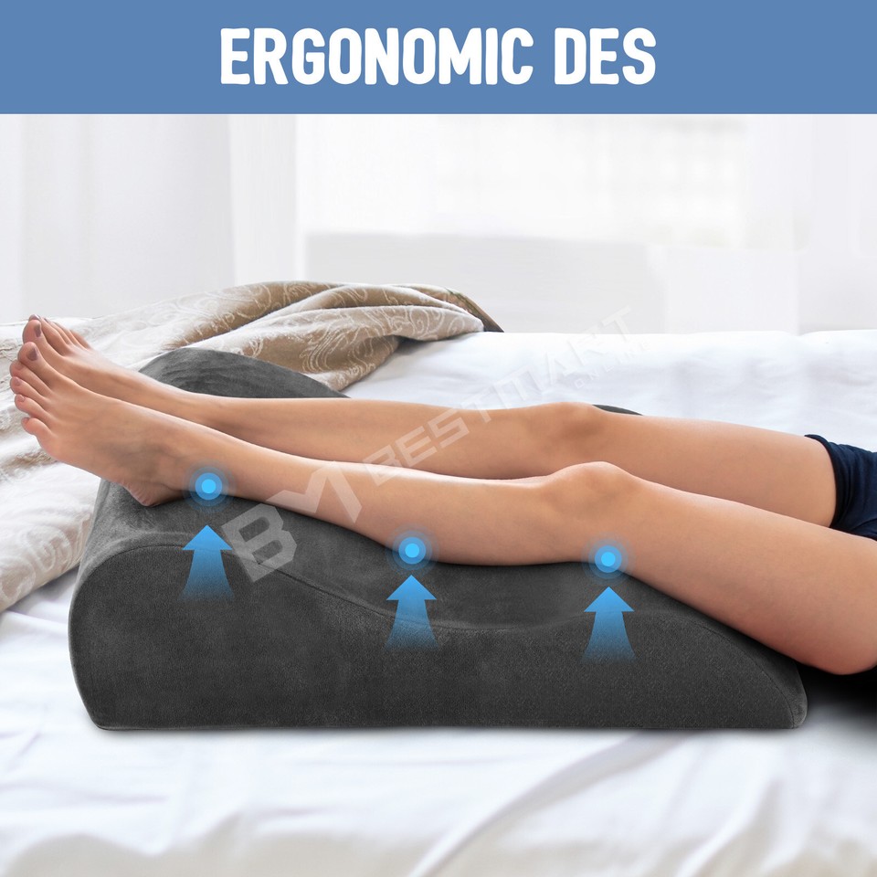 Ergonomic Bed Wedge Pillow Sleep Leg Rest Raiser Foot Elevation Support