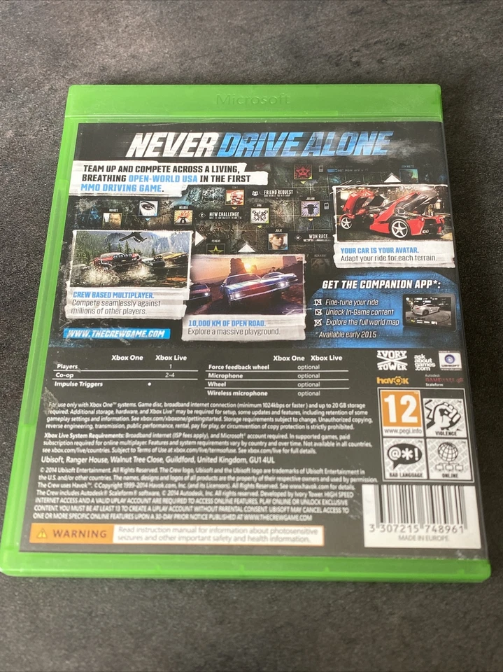 THE CREW XBOX ONE UBISOFT FRANCE AVEC NOTICE, photo 2 sur 2