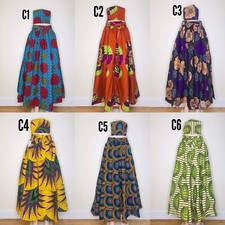 BRAND NEW Women's Printed African Maxi Skirt WITH POCKETS One Size  HEAD WRAP