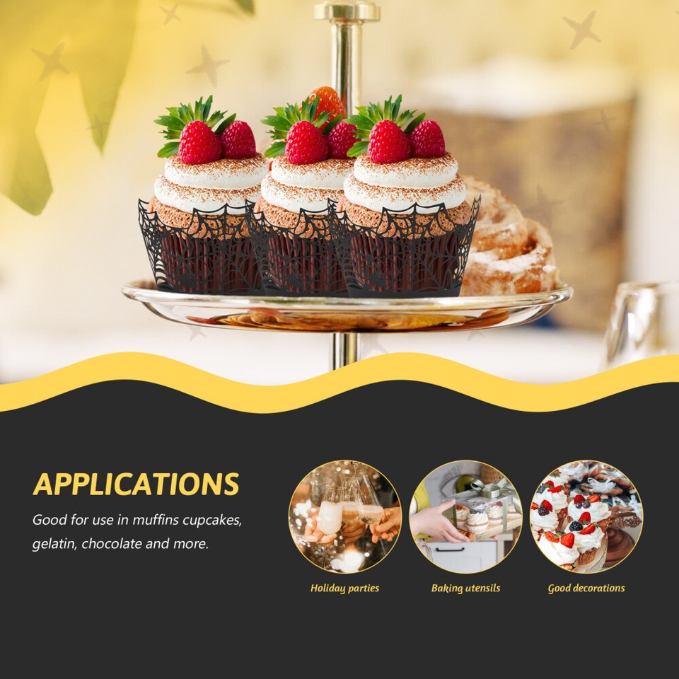 24 Pcs Hollow Paper Cup Halloween Cupcake Toppers Party Decorations eBay