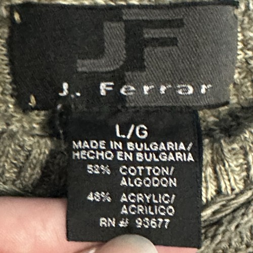 J Ferrar Vintage Sweater Large Coogi Style 90s 3D Knit Tan Green *READ* Textured - Picture 11 of 13