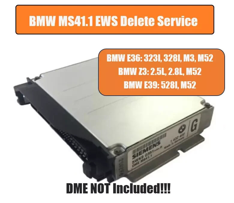 96-99 BMW 323 328 Z3 M3 E36 E39 MS41.1 DME EWS Delete Service