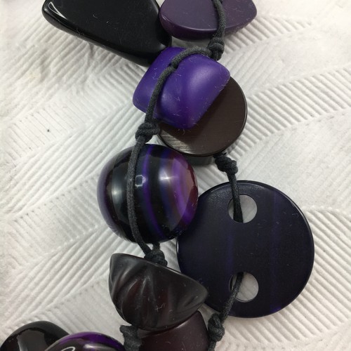 SOBRAL Vintage Purple Asymmetrical Pebble Bead Resin Long Necklace Jackie Brazil - Picture 20 of 24