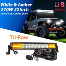 Nilight LED Light Bar 22in 270W White & Amber 13500LM Combo Off Road Trucks WIRE