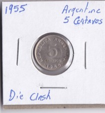 1955 Argentina 5 Centavos Strong Die Clash