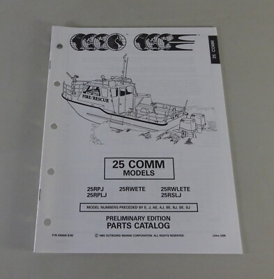 Parts Catalog OMC Evinrude / Johnson Outboards 25 Common Models '8/1992