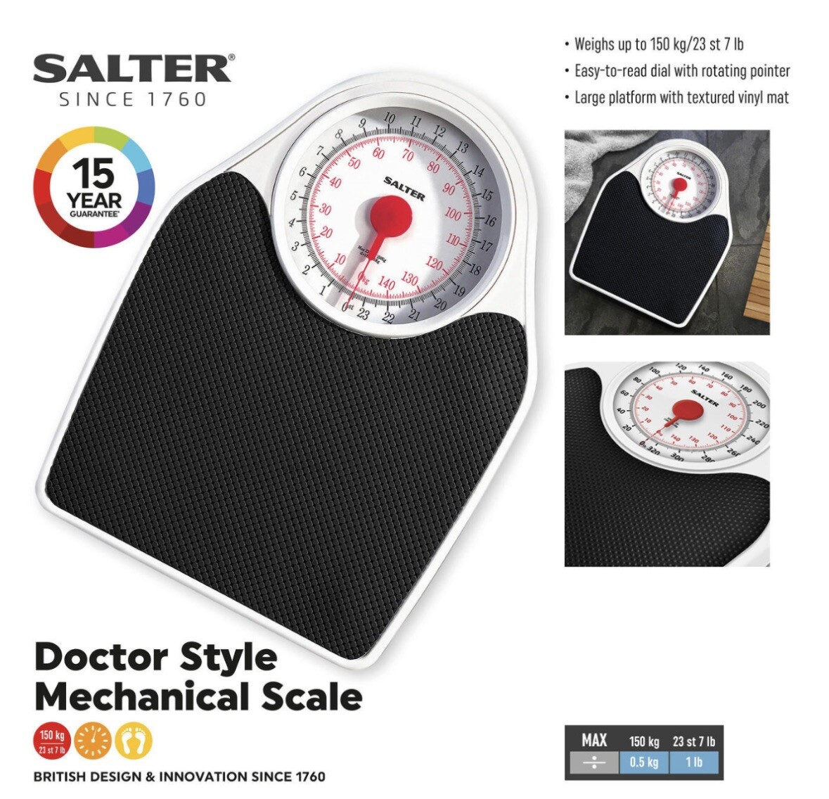 SALTER Mechanical Bathroom Scale Doctor Style Sturdy High Accuracy