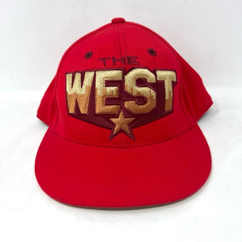 Vintage Adidas NBA Allstar Game LA The West Fitted Hat Cap Red M Embroidered GUC