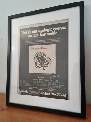 WHITESNAKE Original framed promo ad poster.1978.A3.Frame size 53cm x 43cm 