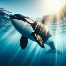 Digital Image Picture Photo Wallpaper Background Desktop Art AI Pic Whale at Sea