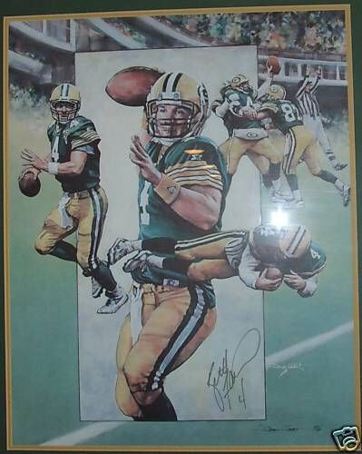 BRETT FAVRE 4 AUTOGRAPHED LAST GAME AT COUNTY STADIUM THE DIVE vs ATLANTA FALCON - Picture 2 of 4