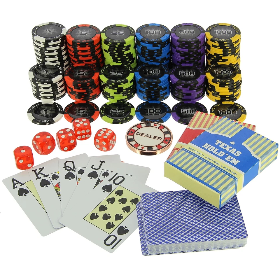 Casino Poker Set 500pc 14g Premium Chips + 2 Card Decks Dice Case Texas Hold'em - Image 2 of 4